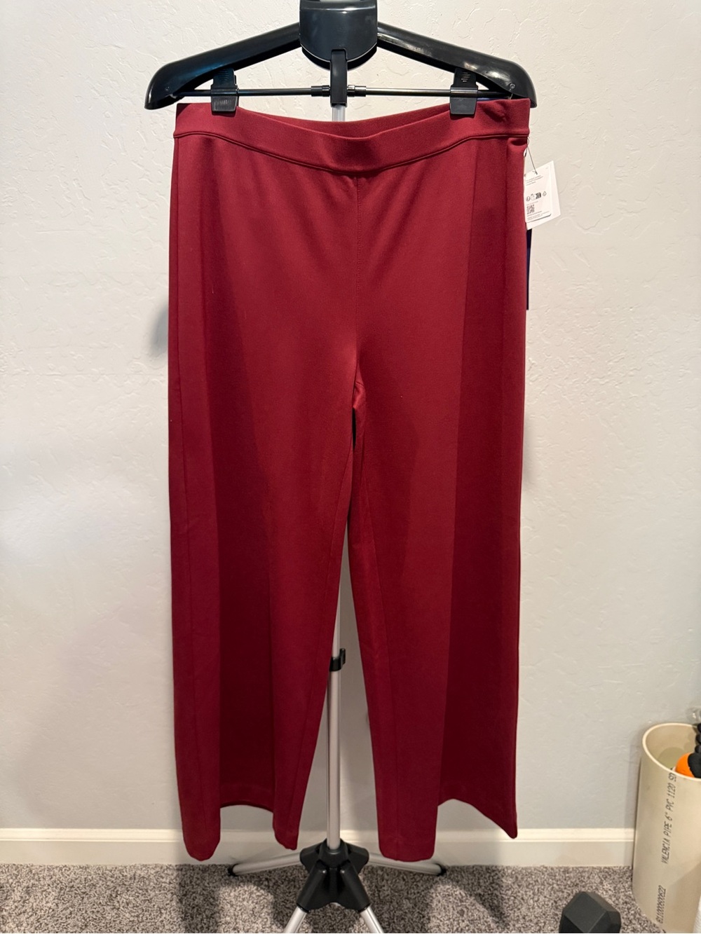 Caslon Wide-Leg Pull-On Trousers in Deep Wine